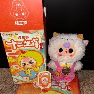 Baby Three Twelve Zodiac - Ram-Plush Toy with Pink Overalls